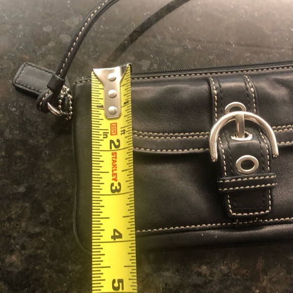 Large Coach Black Leather Wristlet with Silver Buckle - Picture 7 of 7